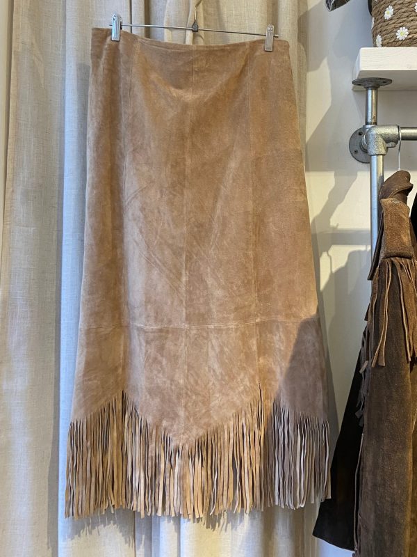 1990s Suede Fringe Skirt - Image 3