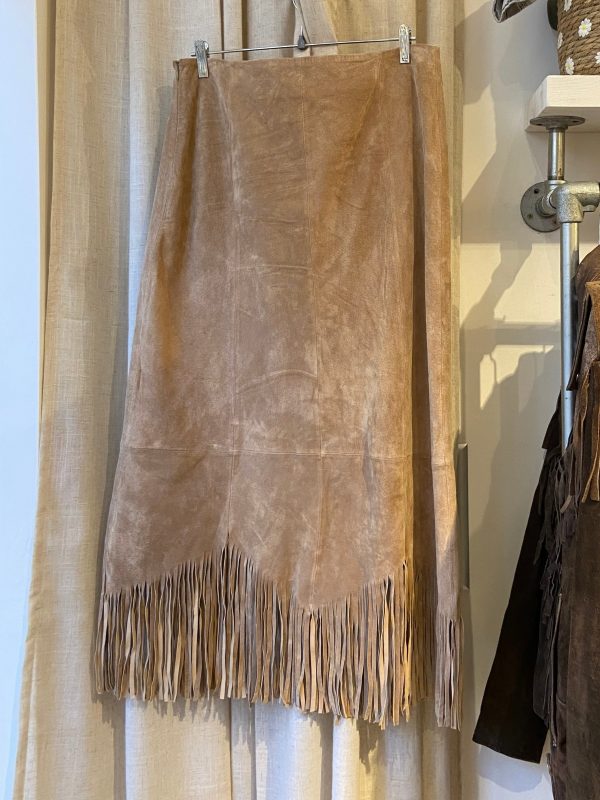 1990s Suede Fringe Skirt - Image 4