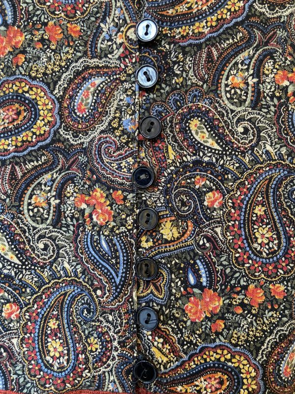 close-up of floral print on 1970s prairie dress