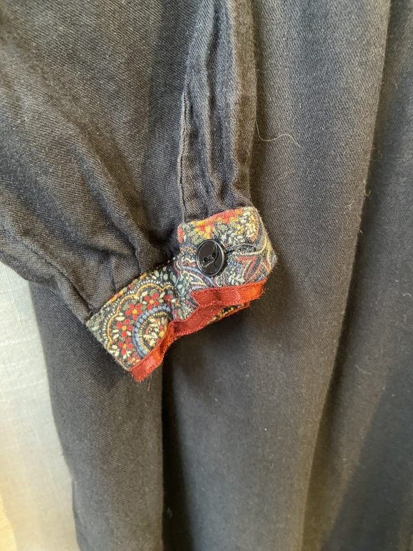 close-up of floral print on 1970s prairie dress