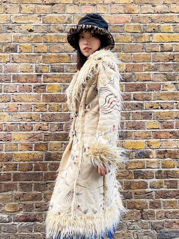 Just Cavalli coat with faux fur trim side view