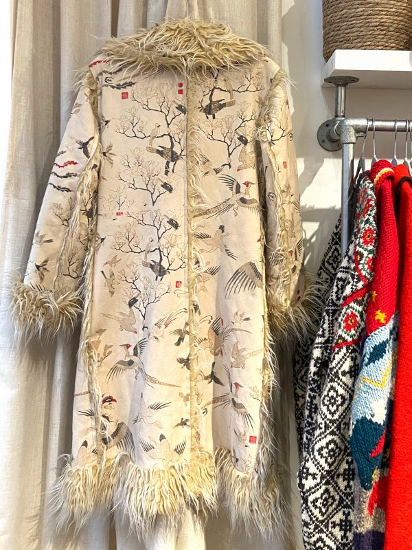 Just Cavalli coat with faux fur trim back view