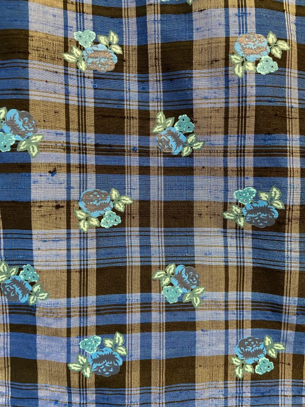 1980s dupion silk blouse with rose print