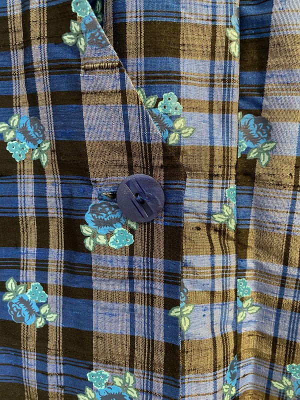 1980s dupion silk blouse with rose print