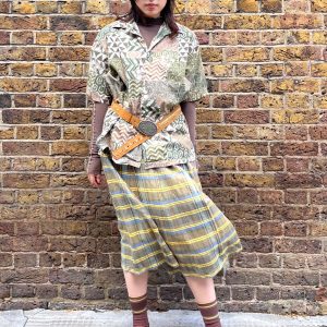 Unisex 1980s Hawaiian shirt styled oversized, worn by model for relaxed summer look
