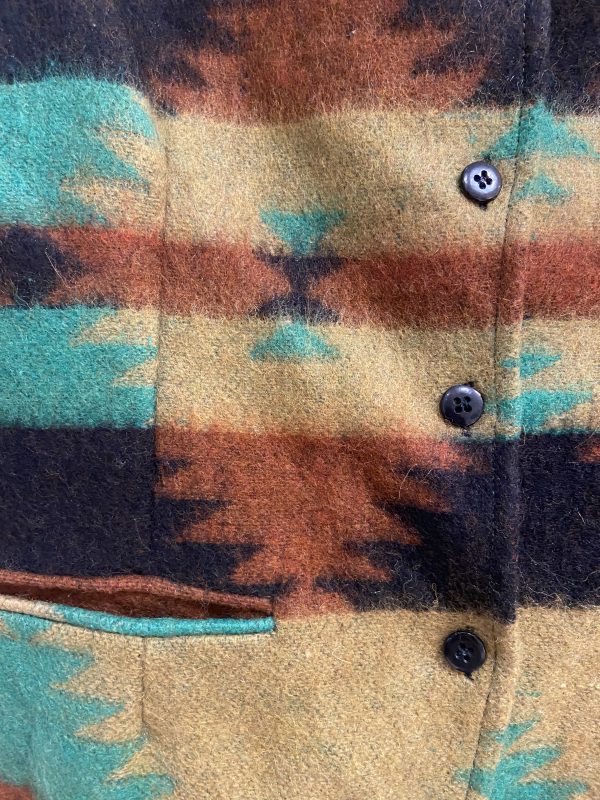 Close-up of geometric wool texture and vintage buttons