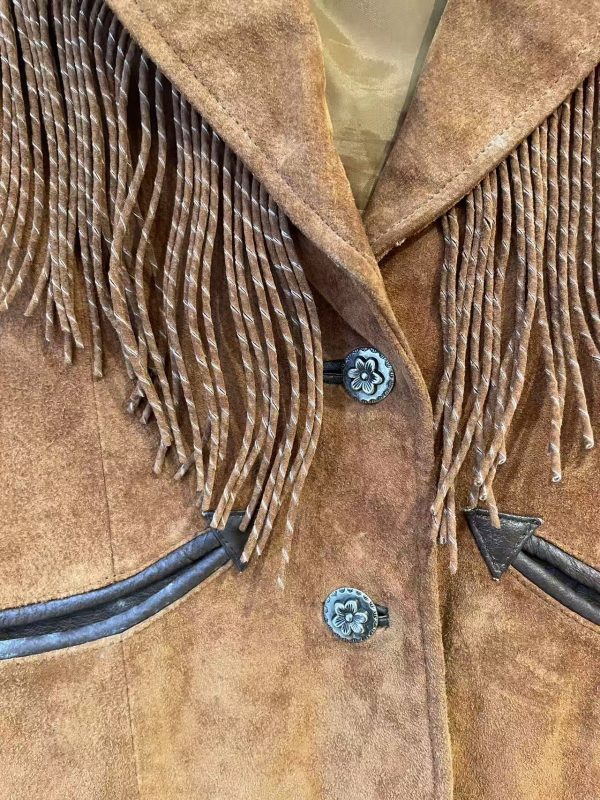Close-up of suede texture and Western stitching on Cripple Creek jacket