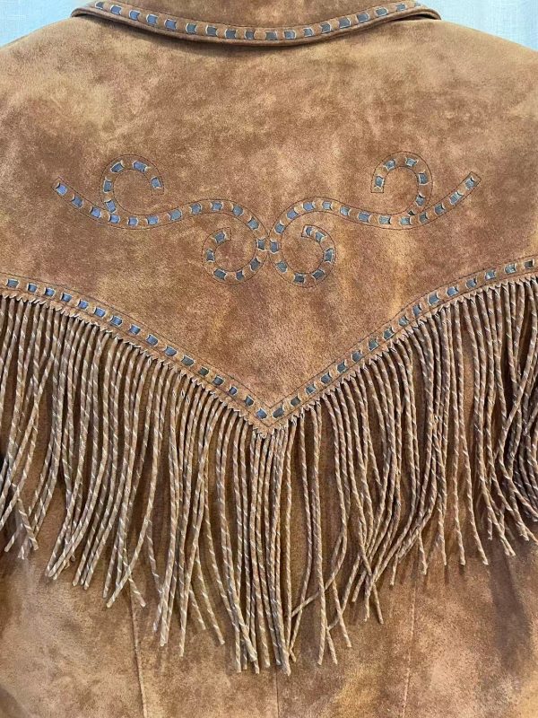 Close-up of suede texture and Western stitching on Cripple Creek jacket