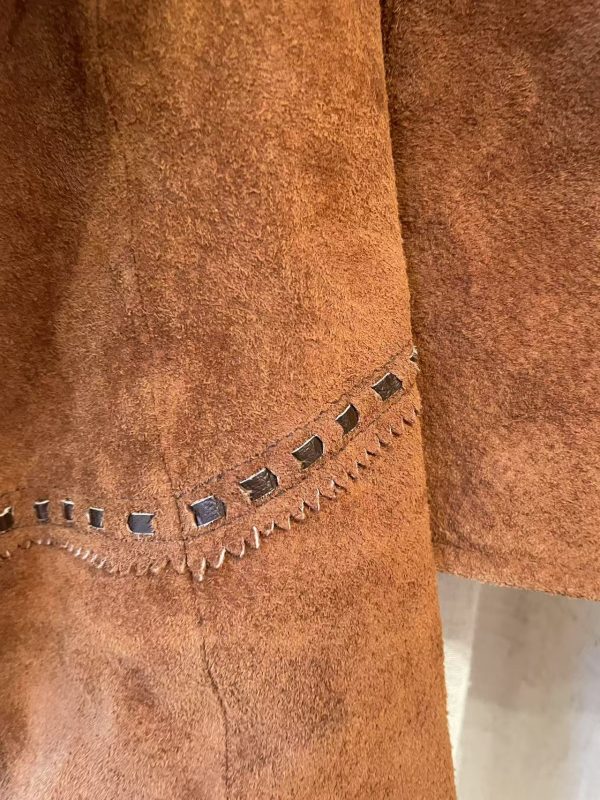 Close-up of suede texture and Western stitching on Cripple Creek jacket