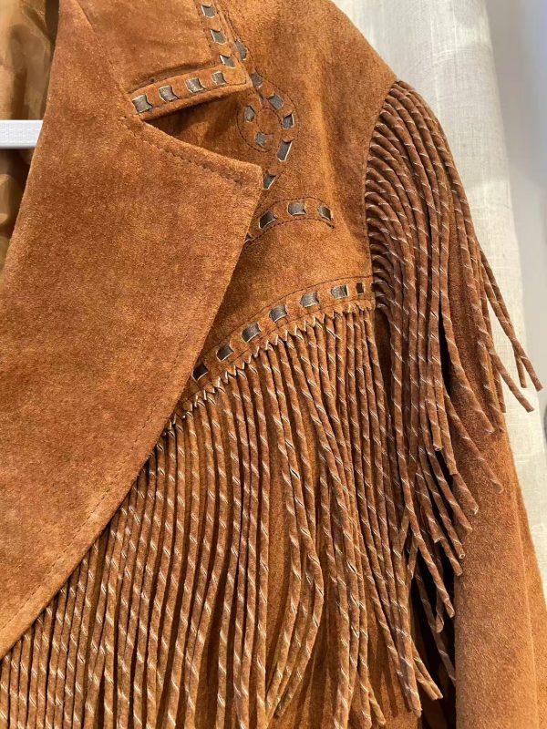 Close-up of suede texture and Western stitching on Cripple Creek jacket