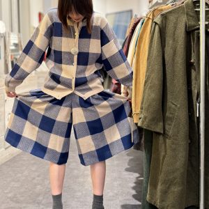 early 1980s checked cardigan front view on model