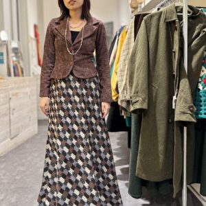 1970s Italian wool skirt – Valditevere checked maxi on model
