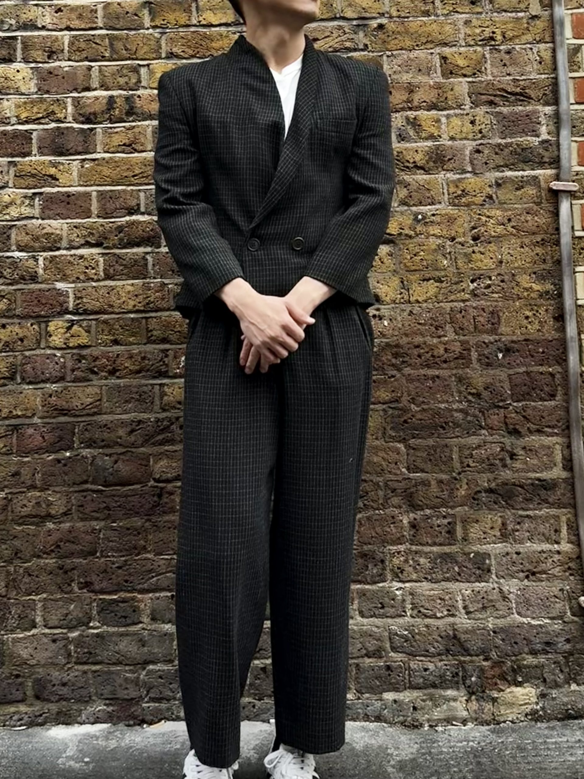 1990s Giorgio Armani Wool Suit – Powerful Minimalist Italian Tailoring 3 - Gong Nong Bing Vintage 1990s Giorgio Armani wool suit front view