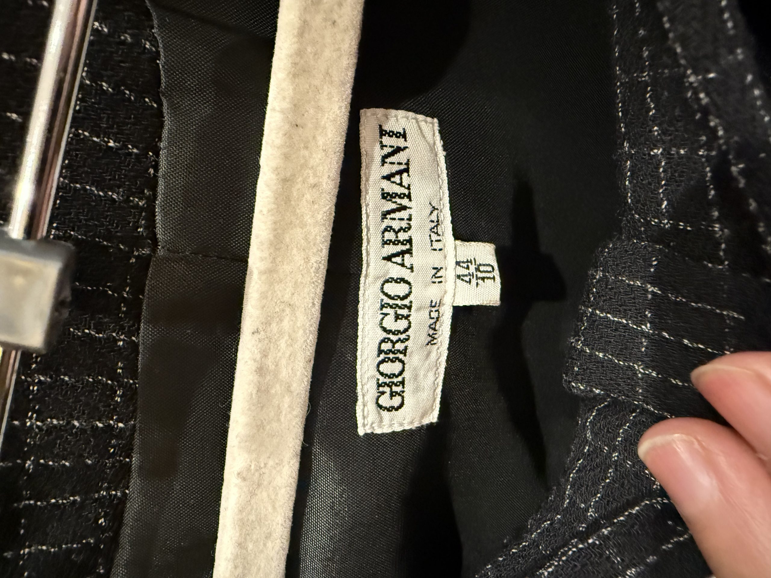 1990s Giorgio Armani Wool Suit – Powerful Minimalist Italian Tailoring 13 - Gong Nong Bing Vintage Giorgio Armani Made in Italy wool suit label detail