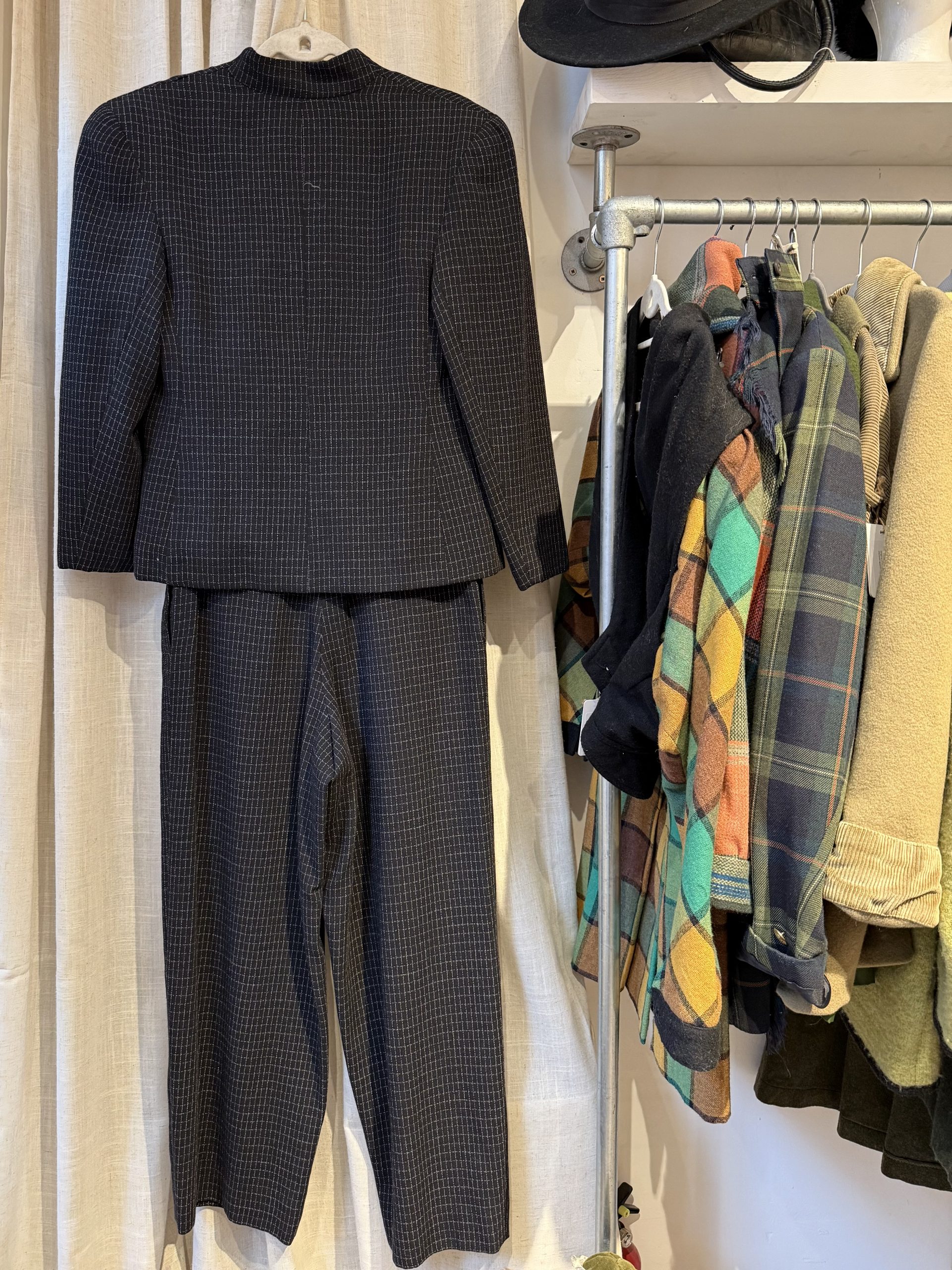 1990s Giorgio Armani Wool Suit – Powerful Minimalist Italian Tailoring 6 - Gong Nong Bing Vintage Vintage Armani two-piece wool suit back view