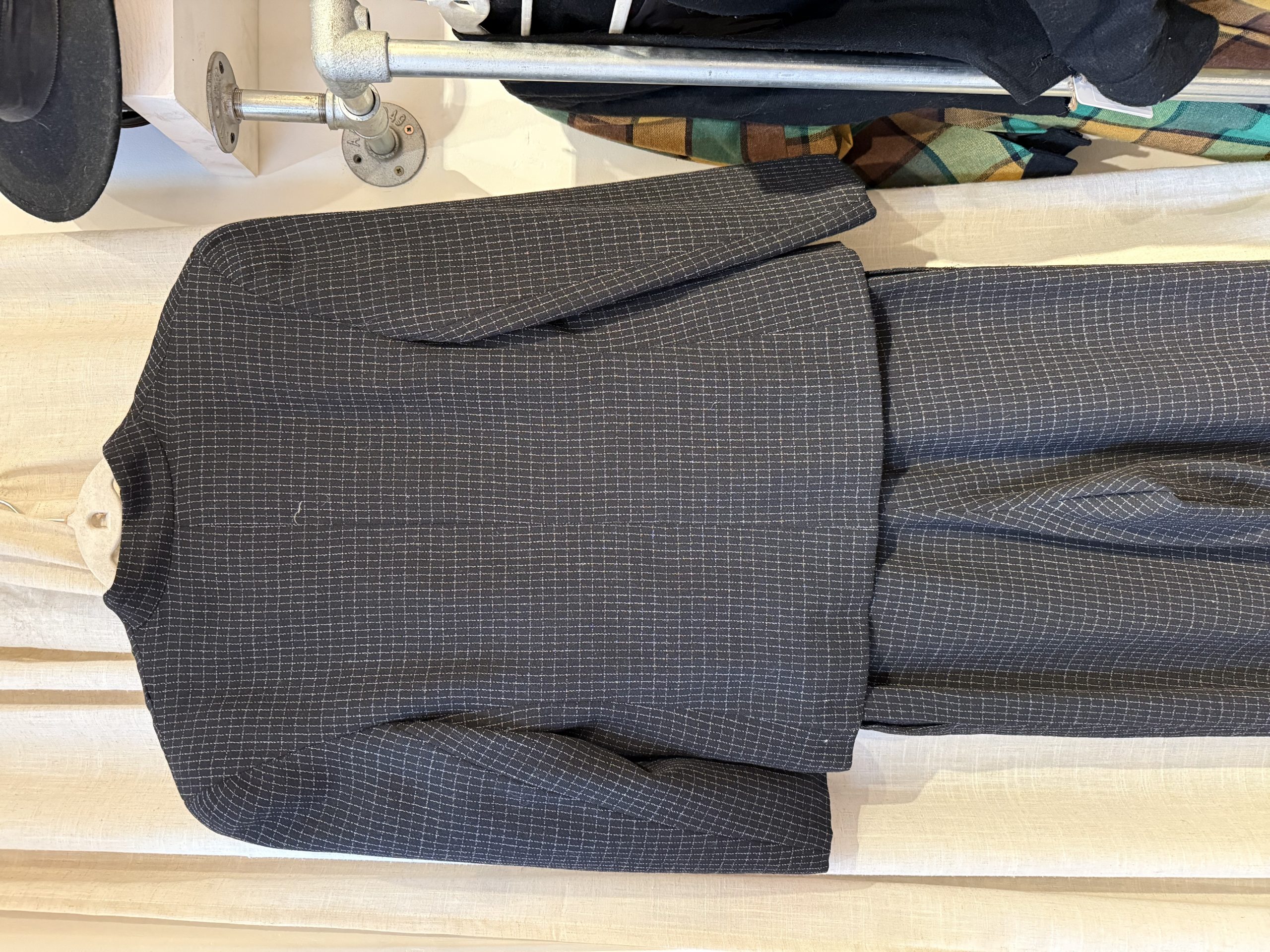 1990s Giorgio Armani Wool Suit – Powerful Minimalist Italian Tailoring 8 - Gong Nong Bing Vintage Vintage Armani two-piece wool suit back view