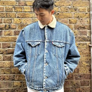 1990s Levi’s sherpa denim jacket front view made in Spain