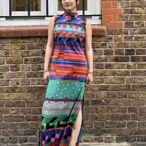 Home 2 - Gong Nong Bing Vintage 1970s Travona dress made in Italy with geometric print